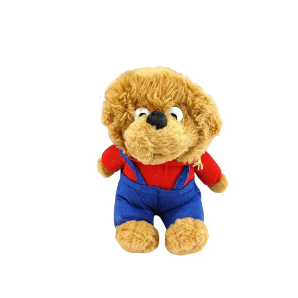 Vintage Berenstain Bears Brother Bear Plush Red Shirt Blue Overalls Stuffed Toy